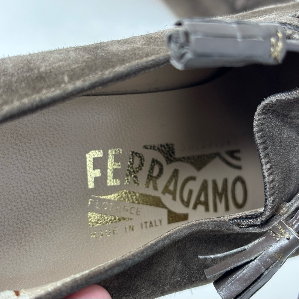 Salvatore Ferragamo Brown Suede Ramato Lace Up Kitten Heels Size 8AA - Picture 8 of 15